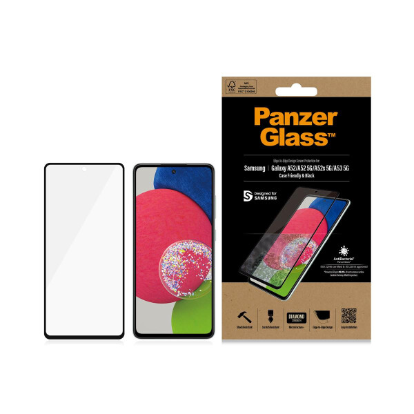 PanzerGlass ® Displayschutz Samsung Galaxy A52 | A52 5G | A52s 5G | A53 5G, Samsung, Samsung - Galaxy A52, Samsung - Galaxy A52 5G, Trockene Anwendung, Kratzresistent, Schockresistent, Antibakteriell, Transparent, 1 Stück(e)