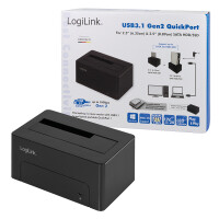 LogiLink QP0027 - HDD - SSD - SATA - Serial ATA II - Serial ATA III - 2.5,3.5" - USB 3.2 Gen 2 (3.1 Gen 2) Type-C - Schwarz - 10 Gbit/s