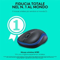 Logitech M185 - Beidhändig - Optisch - RF Wireless - 1000 DPI - Blau