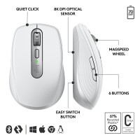 Logitech MX Anywhere 3S for Business - rechts - Laser - RF Wireless + Bluetooth - 8000 DPI - Weiß