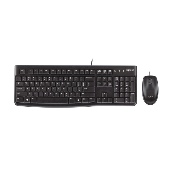 Logitech Desktop MK120, Volle Größe (100%), Kabelgebunden, USB, QWERTY, Schwarz, Maus enthalten