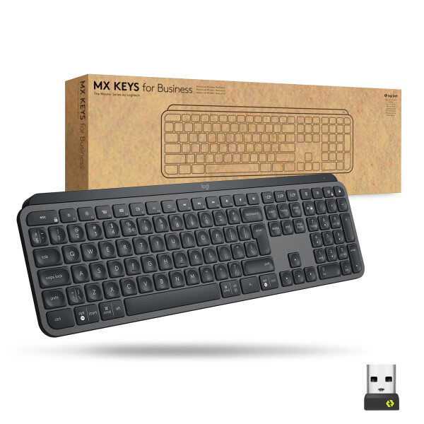 Logitech Mx Keys For Business, Volle Größe (100%), Kabellos, Bluetooth, Graphit