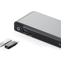 Alogic DX2 - Kabelgebunden - USB 3.2 Gen 1 (3.1 Gen 1) Type-C - 65 W - 3,5 mm - 1000 Mbit/s - Schwarz - Grau