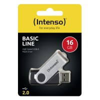 Intenso Basic Line - 16 GB - USB Typ-A - 2.0 - 28 MB/s - Drehring - Schwarz - Silber