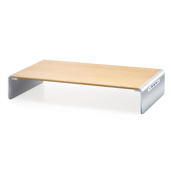 j5create JCT425-N Holz Monitor Ständer mit Docking Station, Freistehend, 44 kg, 12,2 cm (4.8"), 68,6 cm (27"), 0 x 0 mm, Silber, Bräune, Holz