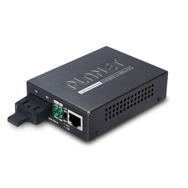 Planet Medienkonverter, Singlemode 10/100/1000Base-T zu 1000Base-LX, Inkl. Netzteil SC Buchse, 1000 Mbit/s, 1000Base-T, 1000Base-LX, IEEE 802.3, IEEE 802.3ab, IEEE 802.3u, IEEE 802.3z, Gigabit Ethernet, 10,100,1000 Mbit/s