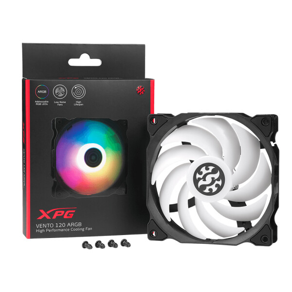 ADATA XPG VENTO 120 ARGB Schwarz, Ventilator, 12 cm, 1200 RPM, 23 dB, 45,3 cfm, Schwarz