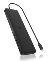 ICY BOX 11-in-1 Mobile DockingStation mit dreifacher Videoausgabe - Kabelgebunden - USB 3.2 Gen 1 (3.1 Gen 1) Type-C - 100 W - 10,100,1000 Mbit/s - Schwarz - MicroSD (TransFlash) - SD