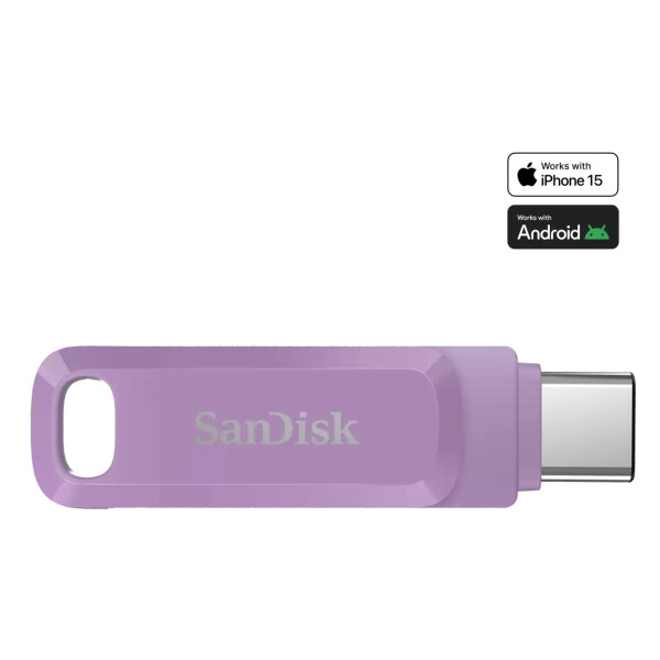 SanDisk Ultra Dual Drive Go, 512 GB, USB Typ-C, 3.2 Gen 1 (3.1 Gen 1), 400 MB/s, Drehring, Lavendel