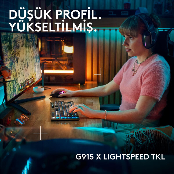 Logitech G G915 X LIGHTSPEED, Verkabelt & Kabellos, USB + RF Wireless + Bluetooth, Mechanischer Switch, QWERTY, LED, Schwarz