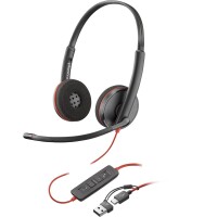 Poly Blackwire 3220 Stereo USB-C Headset+USB-C/A Adapter...