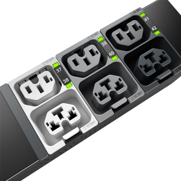 APC NS Rack PDU Adv SWD Met 7.4kW 1PH 230V, Messgerät, Metered-by-outlet, Geändert, 0U, Senkrecht, 40 AC-Ausgänge, C13-Koppler, C15-Koppler, C19-Koppler, C21-Koppler, IEC 60309