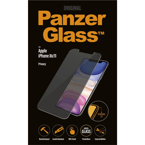 PanzerGlass ® Privacy Displayschutzglas iPhone | XR | Standart Fit, Apple, Apple - iPhone XR, Apple - iPhone 11, Trockene Anwendung, Kratzresistent, Schockresistent, Antibakteriell, Transparent, 1 Stück(e)