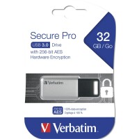 Verbatim Secure Pro - USB 3.0-Stick 32 GB - Silber - 32 GB - USB Typ-A - 3.2 Gen 1 (3.1 Gen 1) - Ohne Deckel - Silber
