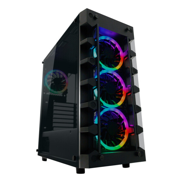 LC-Power Gaming 709B - Solar_System_X, Midi Tower, PC, Schwarz, ATX, micro ATX, Mini-ITX, Metall, Kunststoff, Gehärtetes Glas, Gaming