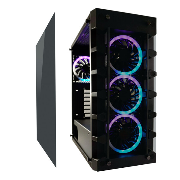 LC-Power Gaming 709B - Solar_System_X, Midi Tower, PC, Schwarz, ATX, micro ATX, Mini-ITX, Metall, Kunststoff, Gehärtetes Glas, Gaming