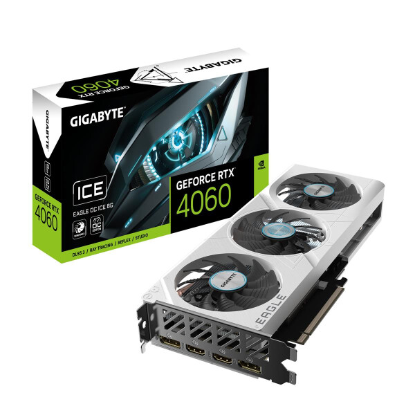 Gigabyte GeForce RTX 4060 EAGLE OC ICE 8G, GeForce RTX 4060, 8 GB, GDDR6, 128 Bit, 7680 x 4320 Pixel, PCI Express x8 4.0