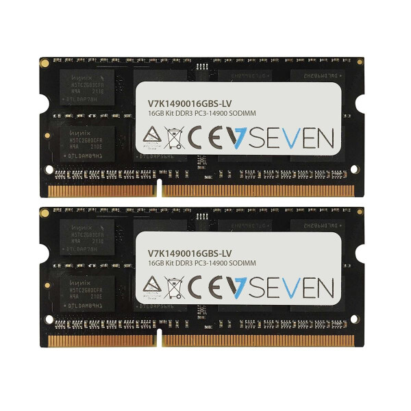 V7 16GB DDR3 PC3-14900 - 1866MHz SO-DIMM Arbeitsspeicher Modul - V7K1490016GBS-LV, 16 GB, 2 x 8 GB, DDR3, 1866 MHz, 204-pin SO-DIMM