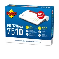 FRITZ! Box 7510 - Wi-Fi 6 (802.11ax) - Einzelband (2,4GHz) - Ethernet/LAN - ADSL - Weiß - Tabletop-Router