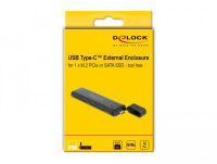 Delock Externes USB Type-C Combo Gehäuse für M.2 NVMe PCIe oder SATA SSD - werkzeugfrei - SSD-Gehäuse - M.2 - M.2 - 10 Gbit/s - Hot-Swap - Schwarz