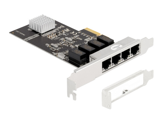 Delock PCI Express x4 Karte 4 x RJ45 Gigabit LAN RTL8111 - PCIe - RJ-45 - PCIe 2.0 - Silber - PC - Windows 10 - Windows 11 - Windows 8.1