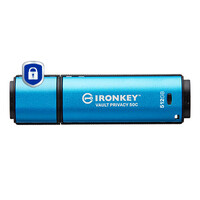 Kingston IronKey 512GB USB-C Vault Privacy 50C AES-256 verschlüsselter - FIPS 197 - 512 GB - USB Typ-C - 3.2 Gen 1 (3.1 Gen 1) - 310 MB/s - Kappe - Schwarz - Blau