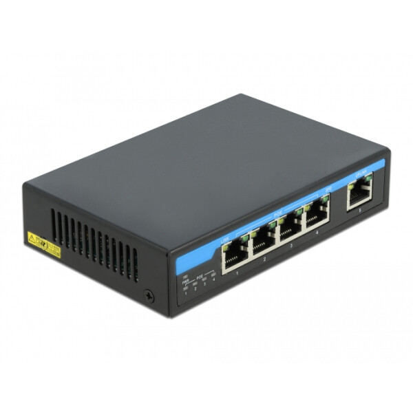 Delock Gigabit Ethernet Switch 4 Port PoE + 1 RJ45, Gigabit Ethernet (10/100/1000), Power over Ethernet (PoE)