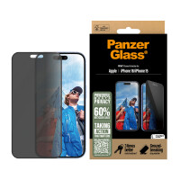 PanzerGlass Privacy Displayschutz für iPhone 16 & 15 - Ultra-Wide Fit