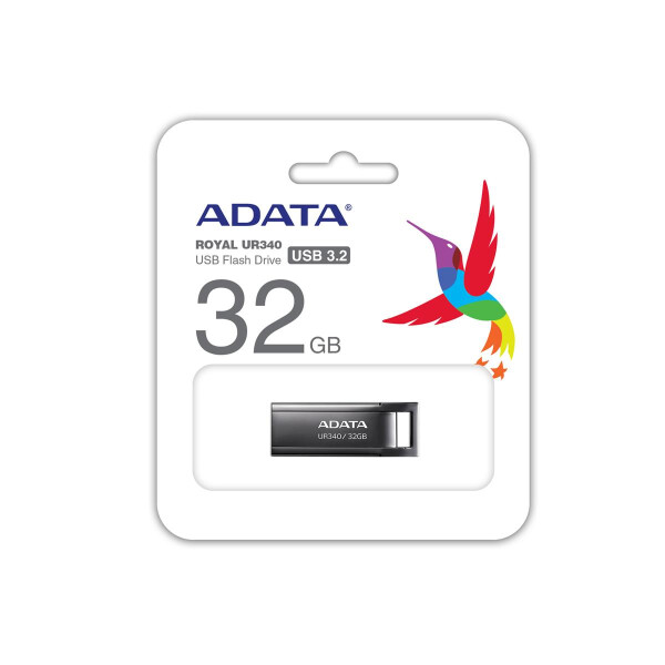 ADATA UR340, 32 GB, USB Typ-A, 3.2 Gen 1 (3.1 Gen 1), Ohne Deckel, 4 g, Schwarz