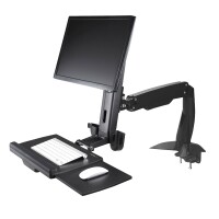 StarTech.com Sitz-Steh Monitorarm - Verstellbarer Sitz-Steh Arbeitsplatz Monitorarm für ein einzelnes 27" VESA Display - Ergonomischer Gelenk Stehpult Konverter mit Tastaturablage, Schwarz, 86,4 cm (34"), 8 kg, Tisch/Bank, 75 x 75,100 x 100 mm, 1,5 kg