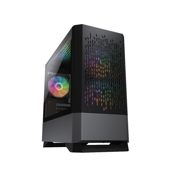 Cougar Gaming MG140 Air RGB, Mini Tower, PC, Schwarz, micro ATX, Mini-ITX, Blau, Grün, Rot, Rücken, Vorderseite