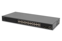 DIGITUS 24-Port Gigabit PoE Netzwerkswitch,19 Zoll, L2...