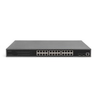DIGITUS 24-Port Gigabit PoE Netzwerkswitch,19 Zoll, L2 managed, 2 Uplink Ports, SFP, 430 W, af/at