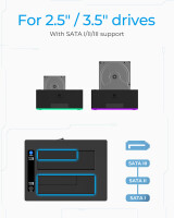 ICY BOX IB-127CL-U3 - HDD - SATA - Serial ATA II - Serial ATA III - 2.5,3.5" - 18 TB - USB 3.2 Gen 1 (3.1 Gen 1) Type-B - 5 Gbit/s