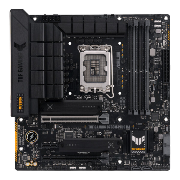 ASUS TUF GAMING B760M-PLUS D4, Intel, LGA 1700, Intel® Celeron®, Intel® Pentium® Gold, Intel® Core™ i3, Intel® Core™ i5, Intel® Core™..., LGA 1700, DDR4-SDRAM, 128 GB