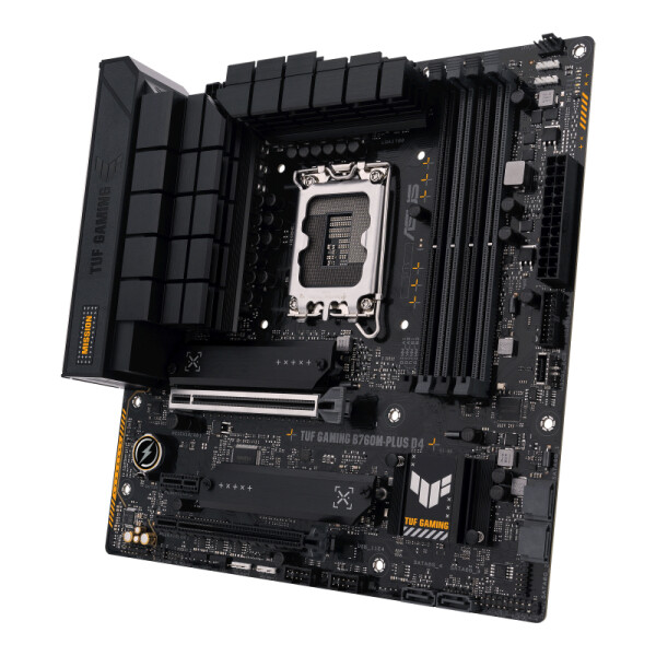 ASUS TUF GAMING B760M-PLUS D4, Intel, LGA 1700, Intel® Celeron®, Intel® Pentium® Gold, Intel® Core™ i3, Intel® Core™ i5, Intel® Core™..., LGA 1700, DDR4-SDRAM, 128 GB