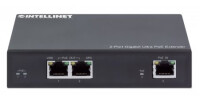 Intellinet 2-Port Gigabit Ultra PoE-Extender, Verlängert PoE-Reichweite um 100 m, PoE-Strombudget 60 W, zwei PSE-Ports mit jeweils 30 W Ausgangsleistung, IEEE 802.3bt/at/af-konform, Metallgehäuse, Netzwerksender, 100 m, 6000 Mbit/s, Cat5e, 10,100,1000 Mbi