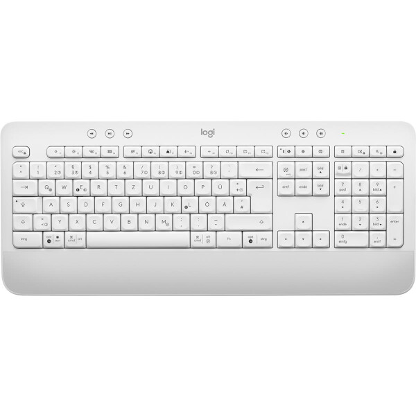 Logitech Signature K650, Volle Größe (100%), Kabellos, Bluetooth, Membran Key Switch, QWERTZ, Weiß