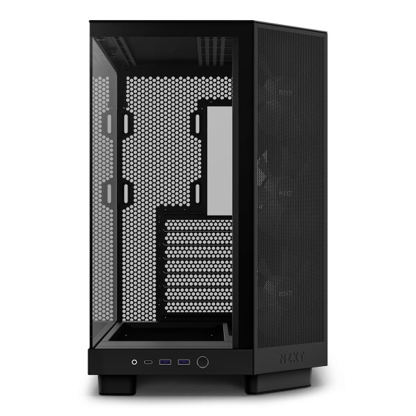 NZXT H6 Air Flow, Midi Tower, PC, Schwarz, ATX, micro ATX, Mini-ITX, Stahl, Gehärtetes Glas, Blau, Grün, Rot