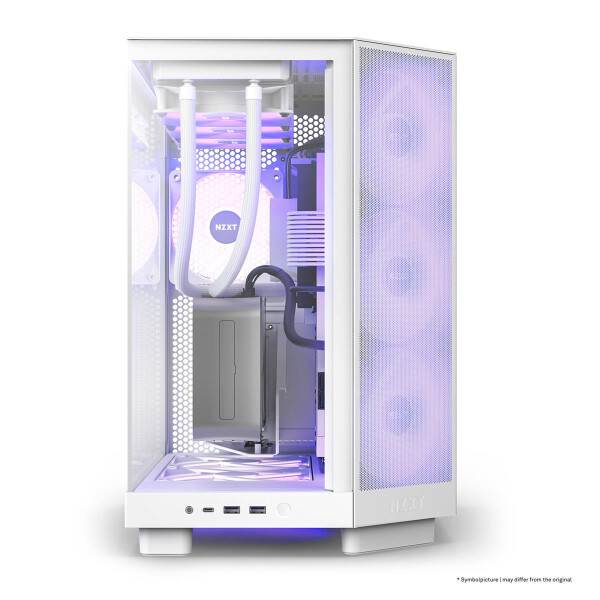 NZXT H6 Air Flow, Midi Tower, PC, Weiß, ATX, micro ATX, Mini-ITX, Stahl, Gehärtetes Glas, Blau, Grün, Rot