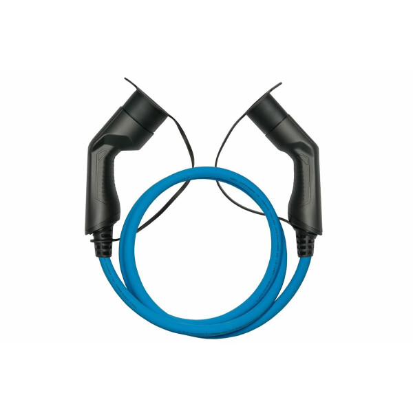 kabelmeister E-Auto-Ladekabel Mode 3, Typ 2 Stecker an Buchse, 3-phasig, 32 A, 22 kW, blau, 10m, Blau, Typ 2, Typ 2, Schwarz, Abgewinkelt, Abgewinkelt