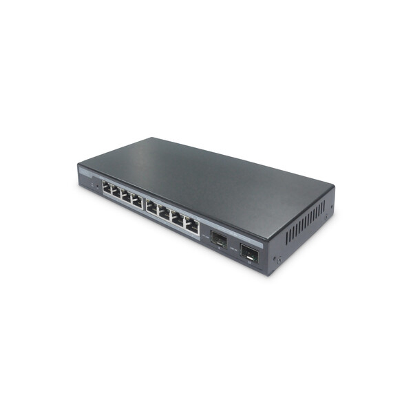 DIGITUS 8-Port Gigabit PoE Netzwerkswitch, Desktop, L2 managed, 2 Uplinkports, SFP, 86 W, af/at