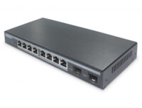 DIGITUS 8-Port Gigabit PoE Netzwerkswitch, Desktop, L2 managed, 2 Uplinkports, SFP, 86 W, af/at