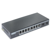 DIGITUS 8-Port Gigabit PoE Netzwerkswitch, Desktop, L2...