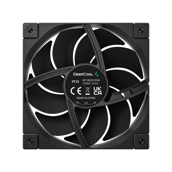 Deepcool FT12, Ventilator, 12 cm, 75 cfm, Schwarz