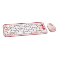 Logitech POP Icon Combo, Kabellos, Bluetooth, Scherenschalter, QWERTZ, Pink, Weiß, Maus enthalten