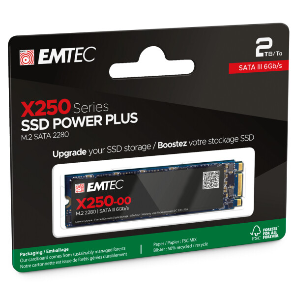 EMTEC X250, 2 TB, M.2, 520 MB/s, 6 Gbit/s