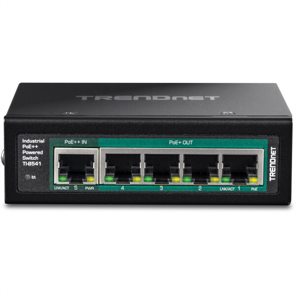 TRENDnet 5-Port IndustrialGigabit PoE++ Powered DIN-Rail Switch