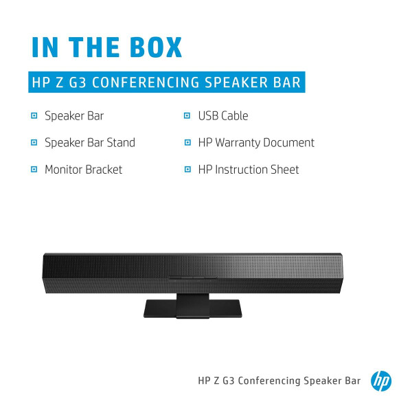 HP Z G3 Conferencing Lautsprecherleisten-Standfuß, Kabelgebunden, Schwarz, Universal, HP Z24f G3 Display, HP Z24n G3 Display, HP Z24u G3 Display, HP Z27q G3Display, HP Z27u G3 Display,..., 470 g, 37 mm