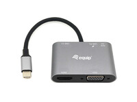 Equip USB-C 5-in-1 Multifunktionsadapter - Kabelgebunden - USB 3.2 Gen 1 (3.1 Gen 1) Type-C - 100 W - Schwarz - Grau - 5 Gbit/s - 4096 x 2160 Pixel